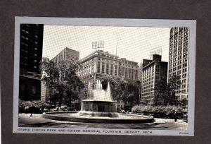 MI Grand Circus Park Edison Memorial Detroit Michigan Postcard Hotel Tuller