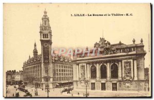 Postcard Old Lille Stock Exchange and Theater