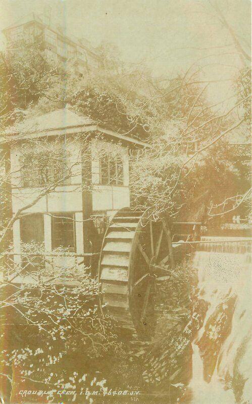 c1910 Isle of Mann UK Croudlin Glen Waterwheel RPPC Photo Postcard