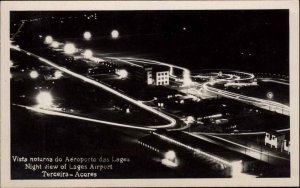 Terceira Azores Airport at Night Real Photo Postcard