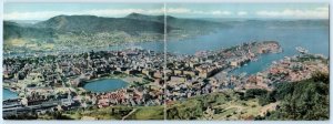 BERGEN, NORWAY ~ Aerial View UTSIKT FRA FLOYEN   4.25x11.75 Postcard