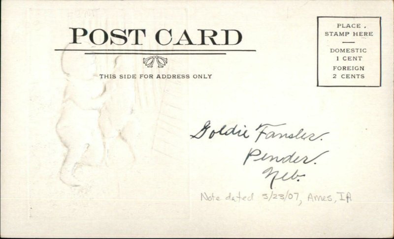 Little Boy & Chicken Embossed - Add On Envelope w/ Letter c1905 Postcard