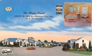 THE MAJOR COURT Oklahoma City, OK ROUTE 66 Roadside ca 1950s Vintage Postcard