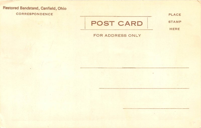 Canfield Ohio 1980-90s Postcard Restored Bandstand 