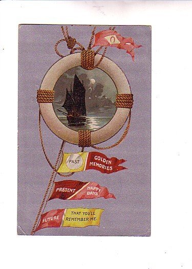 Greeting Postcard, Ship Flags: Past, Present, Future, Used 1908, Ontario