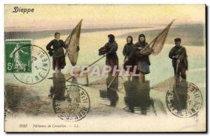 Old Postcard Fishermen Fishing shrimp