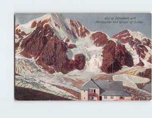 Postcard Hut of Schaubach with Königspitze and Glacier of Sulden, Italy