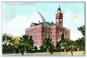 1909 High School Exterior Roadside San Bernardino California CA Posted Postcard