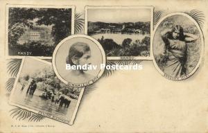 ceylon, KANDY, Multiview, Native Kandyan Girl and Singhalese Boy, Elephants 1899