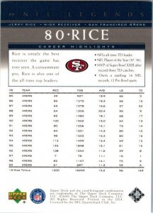 2000 Upper Deck Football Card Jerry Rice San Francisco 49ers sk5691