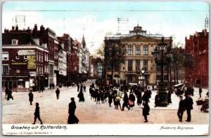 Rotterdam Netherlands, Museum Boijmans, Historic Street Scene w/ Crowd, Postcard