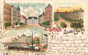 B584 Germany Litho Gruss aus Augsburg 1906