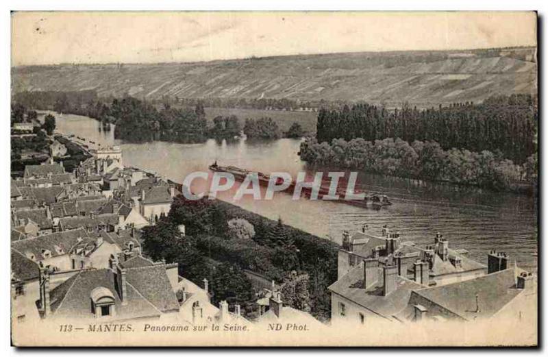 Old Postcard Panorama Mantes on the Seine