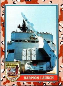 Military 1991 Topps Desert Storm Card Harpoon Missile Launch 21366