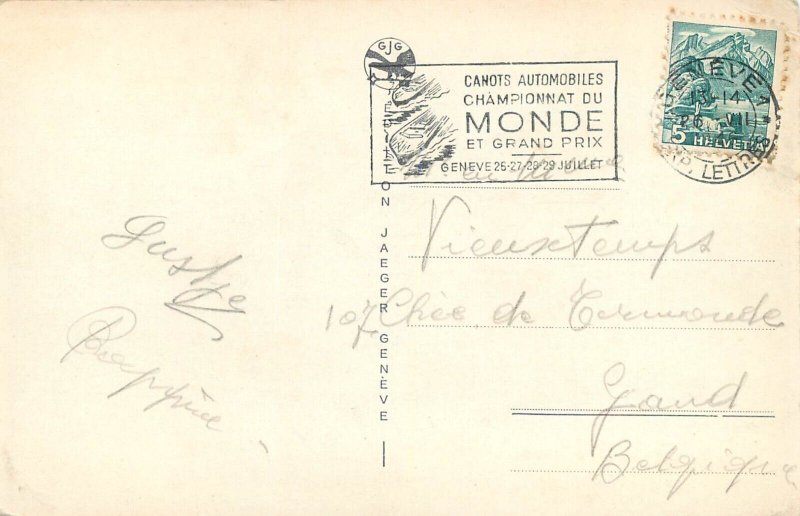 Switzerland navigation & sailing topic postcard Geneve Mont Blanc paddle steamer