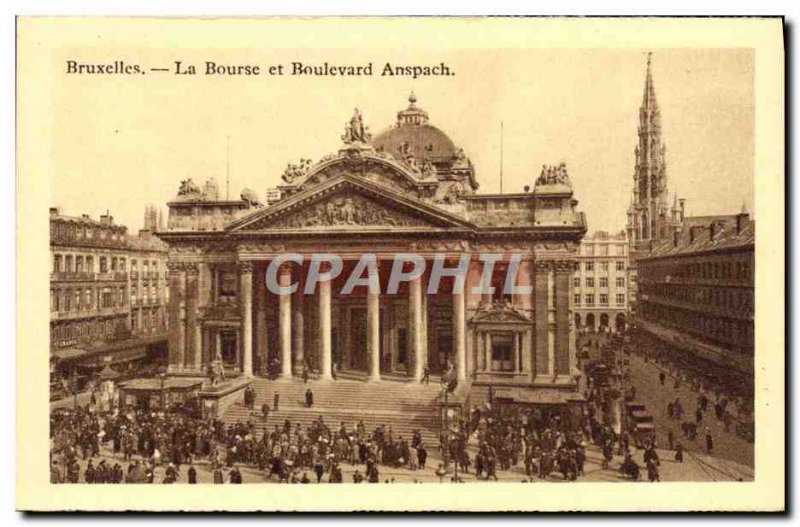 Old Postcard Brussels Stock Exchange and Anspachlaan