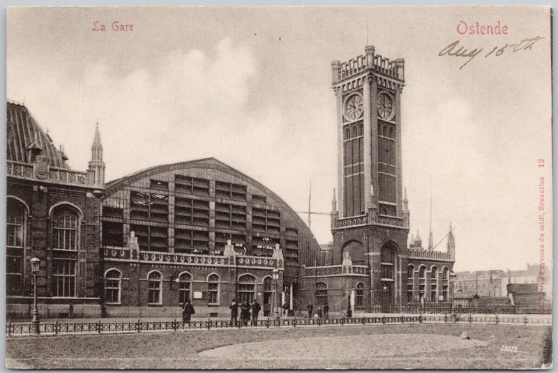 La Gare Ostende Belgium West Flanders Railway Train Station Postcard H69