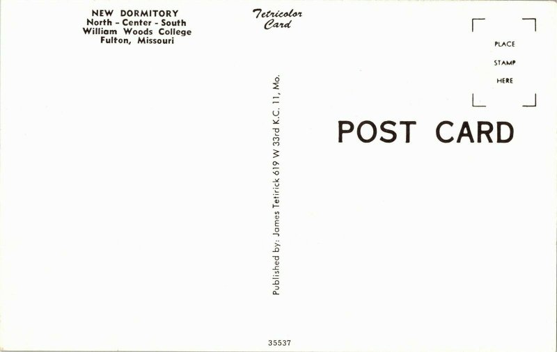 Student Dormitory, William Woods College Fulton MO Postcard I40