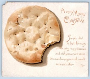 1886 CHRISTMAS CRACKER WATER BISCUIT SIMPLE DIET QUOTE BY PLINY UNUSUAL CARD