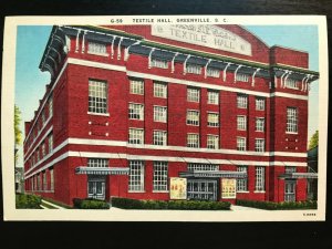 Vintage Postcard 1930-1945 Textile Hall Greenville South Carolina