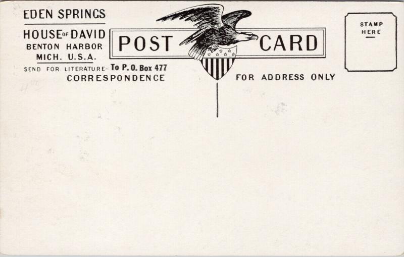 Eden Springs House of David Benton Harbor MI Michigan Band Unused Postcard D77