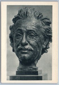 1960 ALBERT EINSTEIN Sculpture Head Bust Bronze USA Art Soviet USSR Postcard