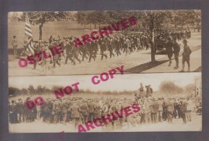 St. Louis MISSOURI RPPC 1917 U.S. ARMY Soldiers Marching JEFFERSON BARRACKS WW1