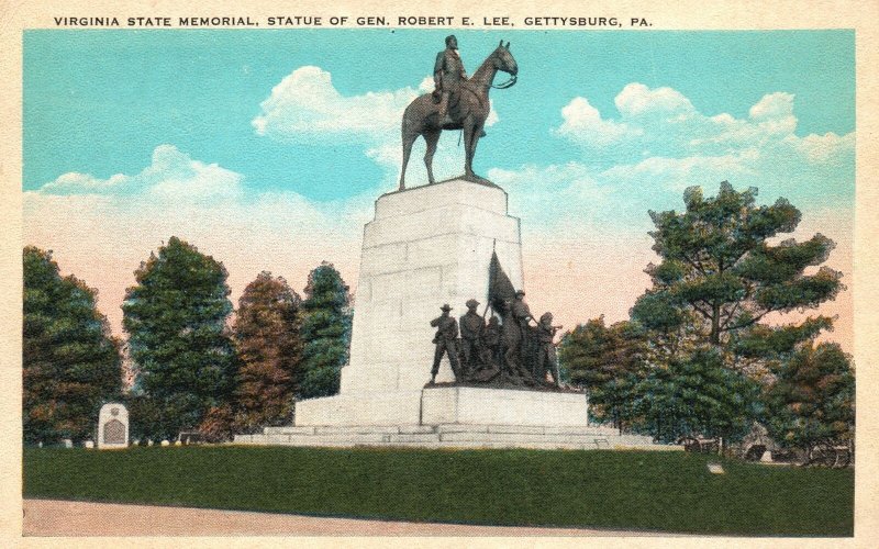 Vintage Postcard 1920's Virginia State Memorial Statue of Gen Robert Lee Penn.