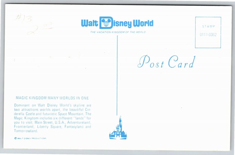 Theme~Walt Disney World~Air View Of Cinderella Castle & Space Mountain~Postcard
