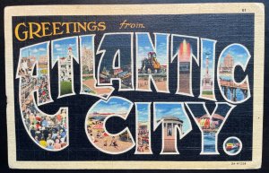 Vintage Postcard 1941 Greetings from Atlantic City, New Jersey