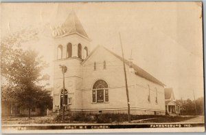 RPPC First M.E. Church, Farmersburg IN c1909 Vintage Postcard S38