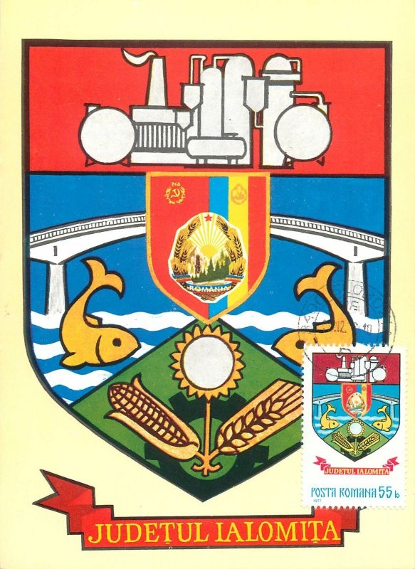Romanian district crest post card judetul Ialomita