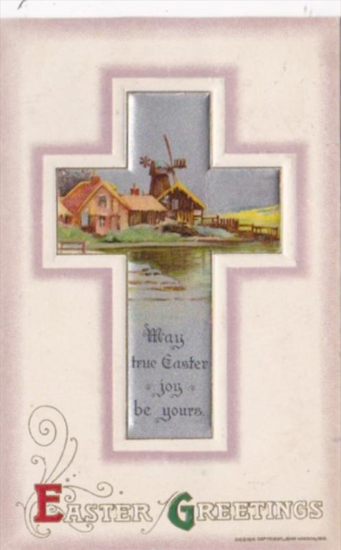 Easter Beautiful Cross & Landscape Scene Winsch 1911