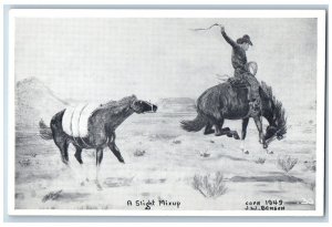 J W Benson Artist Signed Postcard Cowboy From Original Painting A Slight Mixup