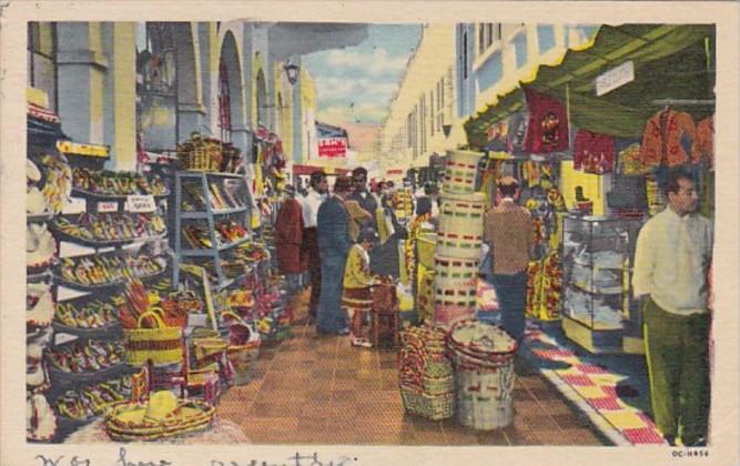 Mexico Tijuana Rodriguez Arcade With Typical Curio Shops 1956 Curteich