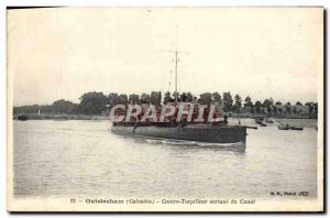 Old Postcard Ouistreham Against Outgoing Torpedo Du Canal Boat