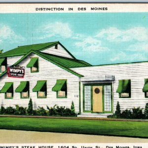 c1950s Des Moines, IA Wimpy's Steak House Roadside Restaurant Union St PC A234