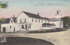 Vermont Plymouth Post Office And Congregational Church Albertype