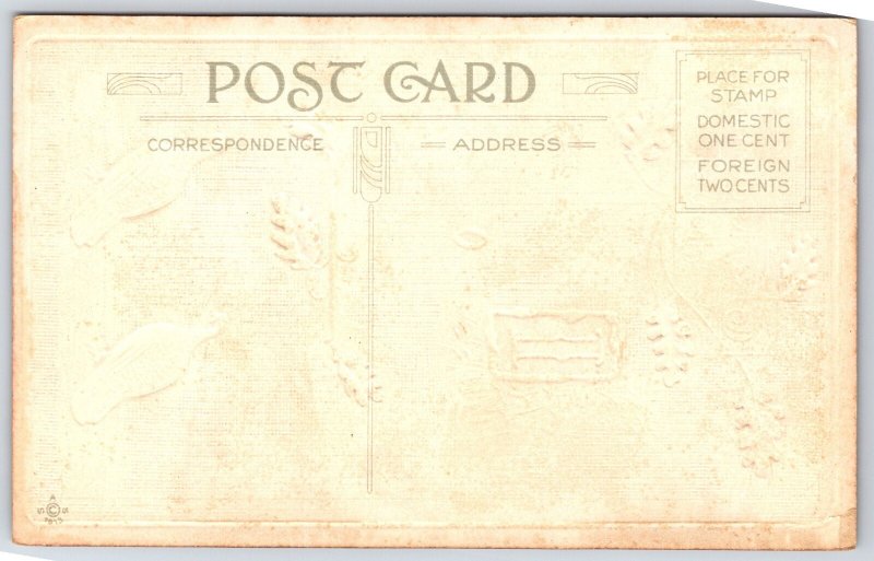 Holiday~Turkeys Hay & Thanksgiving Joy Rhyme~Vintage Postcard