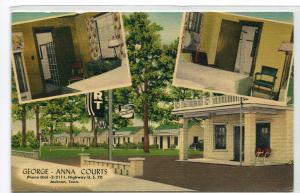 George Anna Courts Motel Jackson Tennessee linen postcard