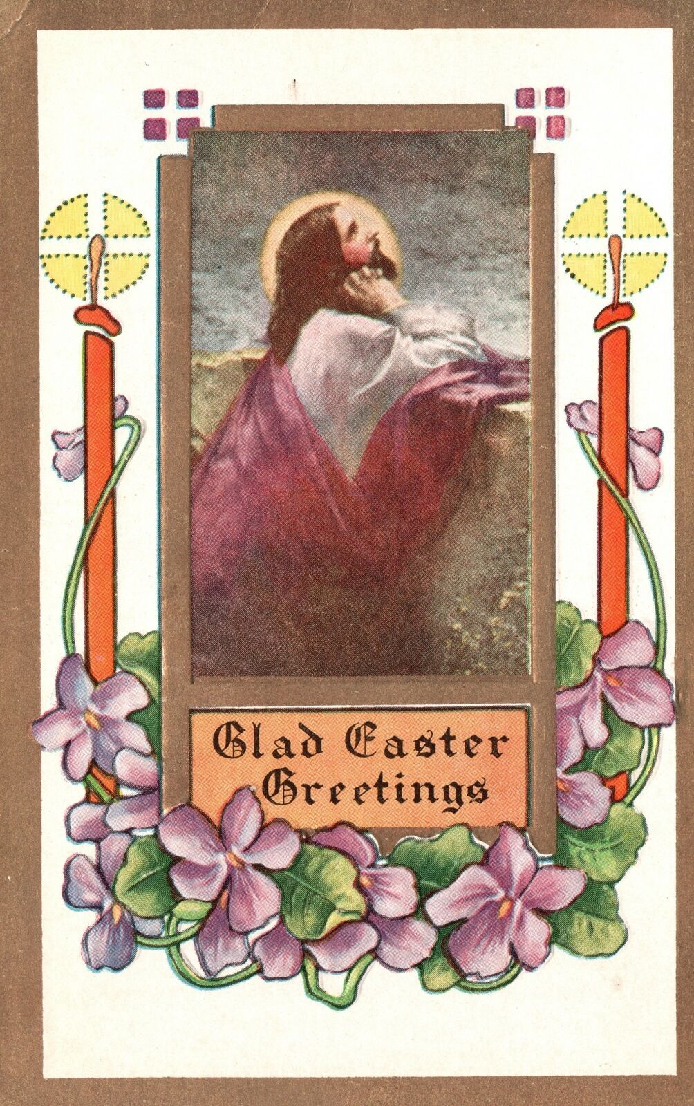 Vintage Postcard 1900’s A Glad Easter Greetings Card Holy Jesus Christ