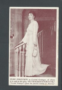 Post Card Famous Actress Elsie Ferguson Played In Outrageous Fortune Of Women