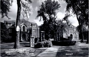 Real Photo Postcard Chapel, Science Hall at Simpson College in Indianola, Iowa