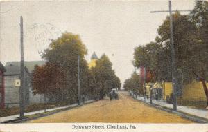 Olyphant Pennsylvania~Delaware Street~Storefront~Telephone Sign on Post~1910 Pc