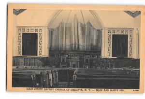 Oneonta New York NY Postcard 1951 Main Street Baptist Church Interior