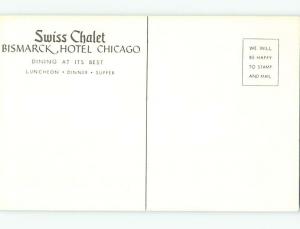 Unused Linen-Like SWISS CHALET RESTAURANT Chicago Illinois IL t0678