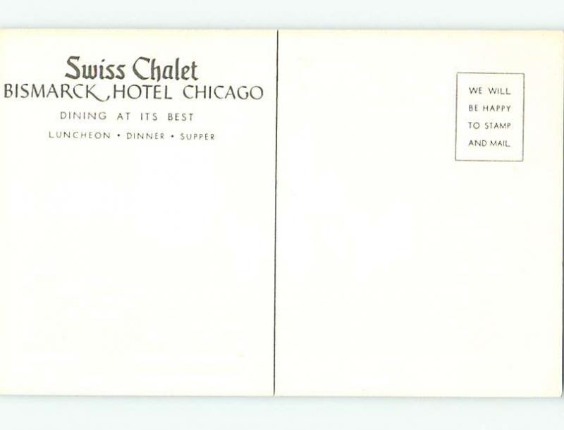 Unused Linen-Like SWISS CHALET RESTAURANT Chicago Illinois IL t0678