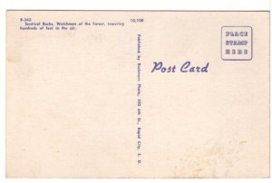 Sentinel Rocks, South Dakota Vintage Linen Postcard