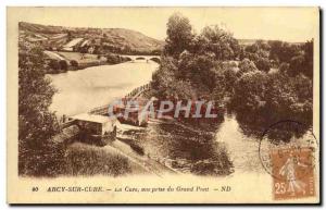 Old Postcard Arcy Sur Cure Cury View of Grand Pont jack