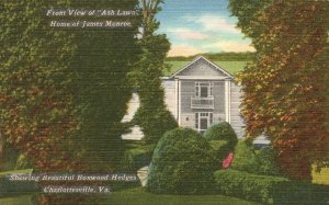 Vintage Postcard Ash Lawn Front View James Monroe Home Charlottesville Virginia
